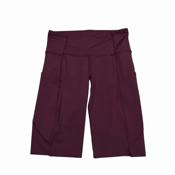 Lululemon Womens Fast and Free Bike Shorts Non-Reflective 10" Cassis Maroon Sz 4 - Picture 2 of 8
